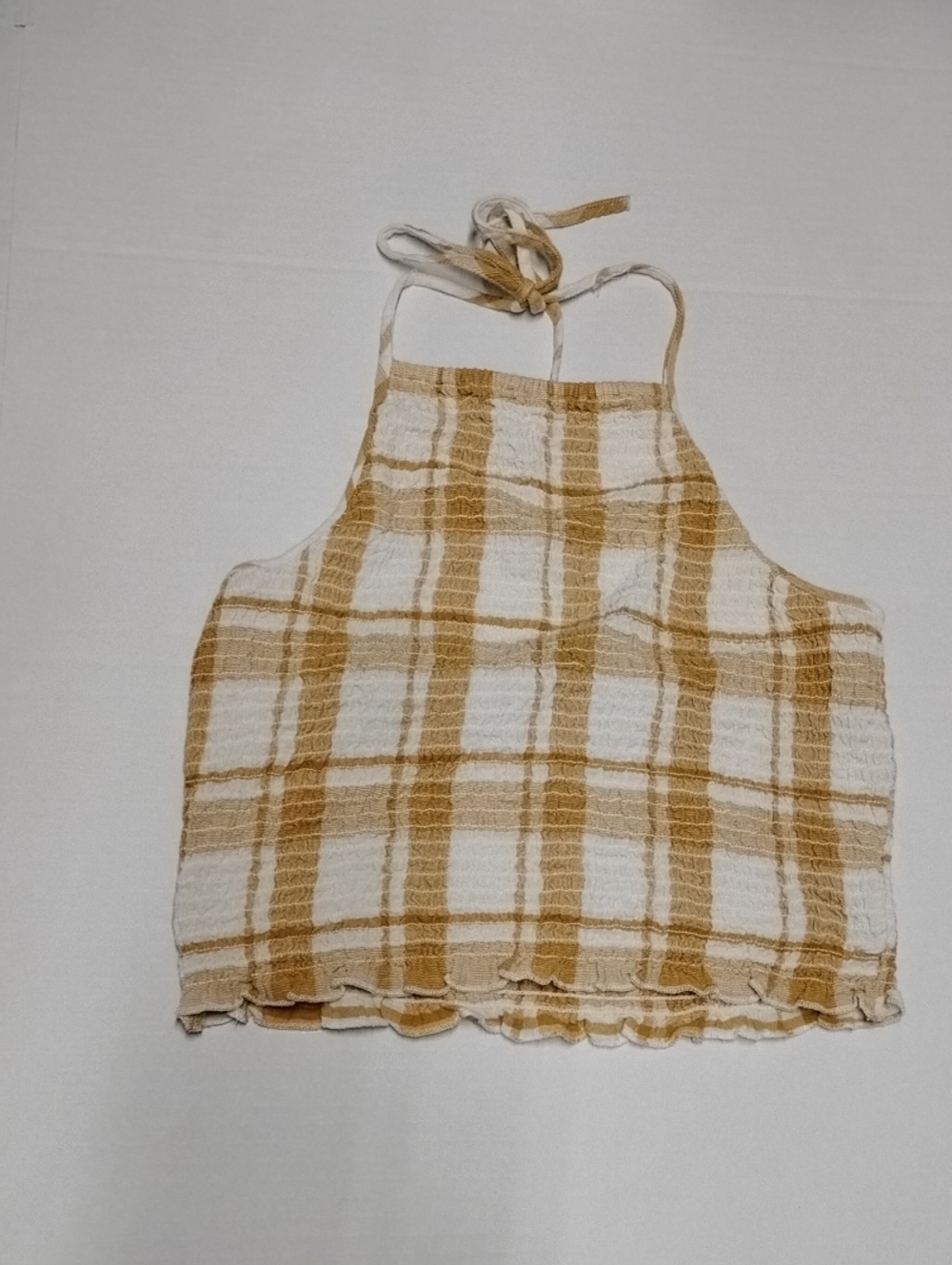 American Eagle Outfitters White and Mustard Plaid Halter Camisole
